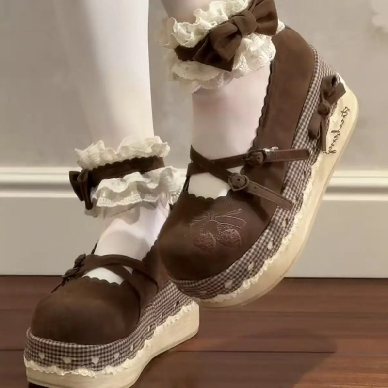 Embroidery Lace - Lolita High Heels Height Increasing Thick