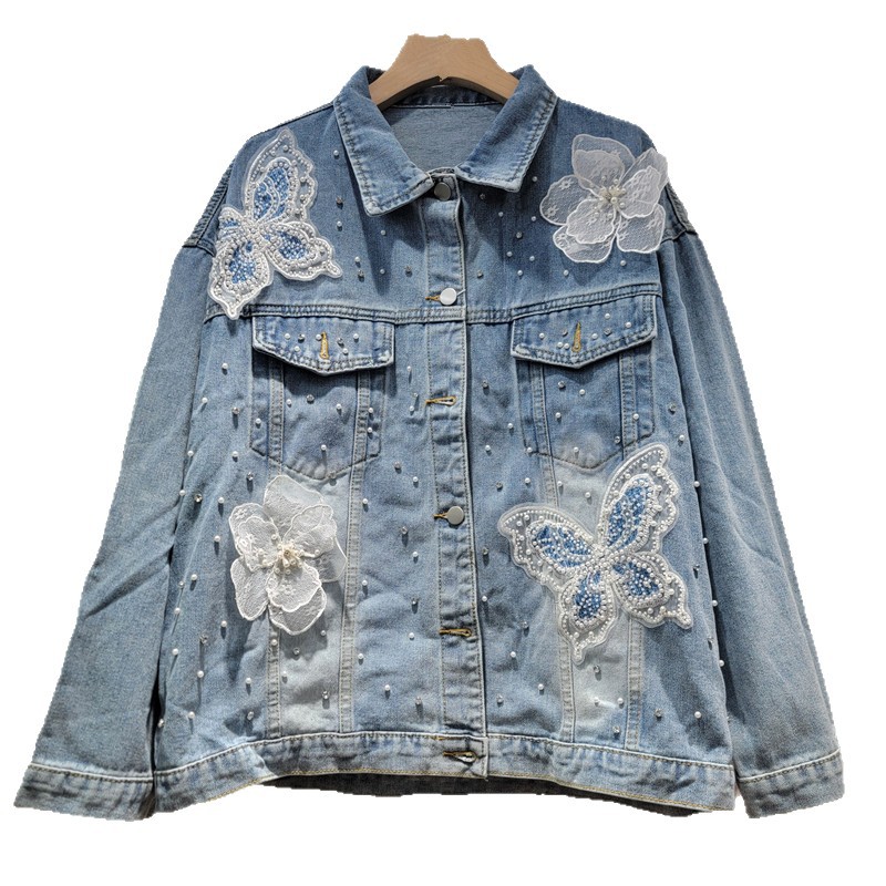 Embroidery Jacket Jeans - 2026 Spring Autumn Korean Denim Jacket