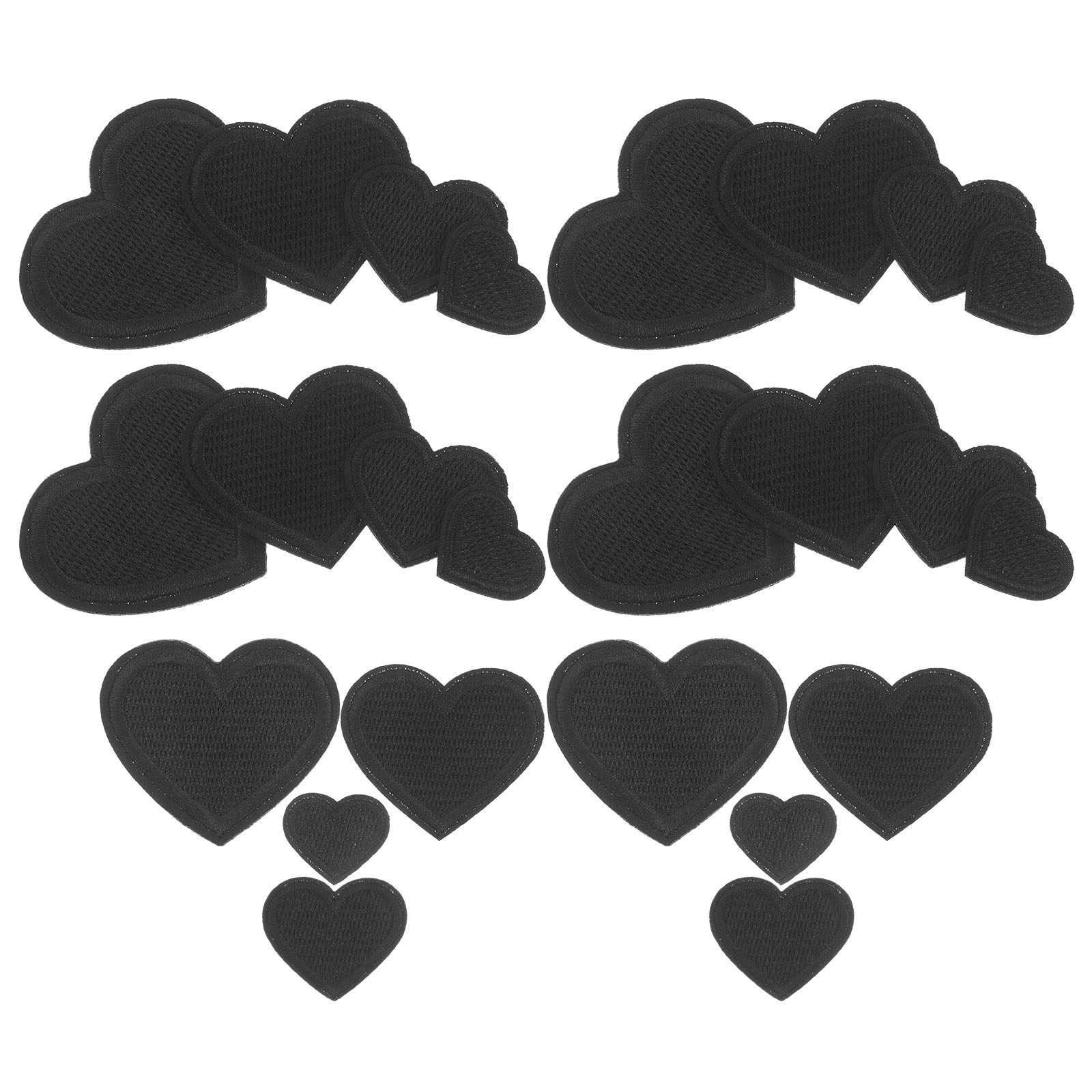 Embroidery On Black Shirt - 24Pcs Black Heart Clothing Patches Embroidery