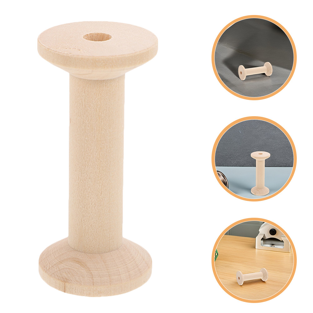 4Pcs Wooden Thread Spools Set  - Embroidery Threads 评论和价格