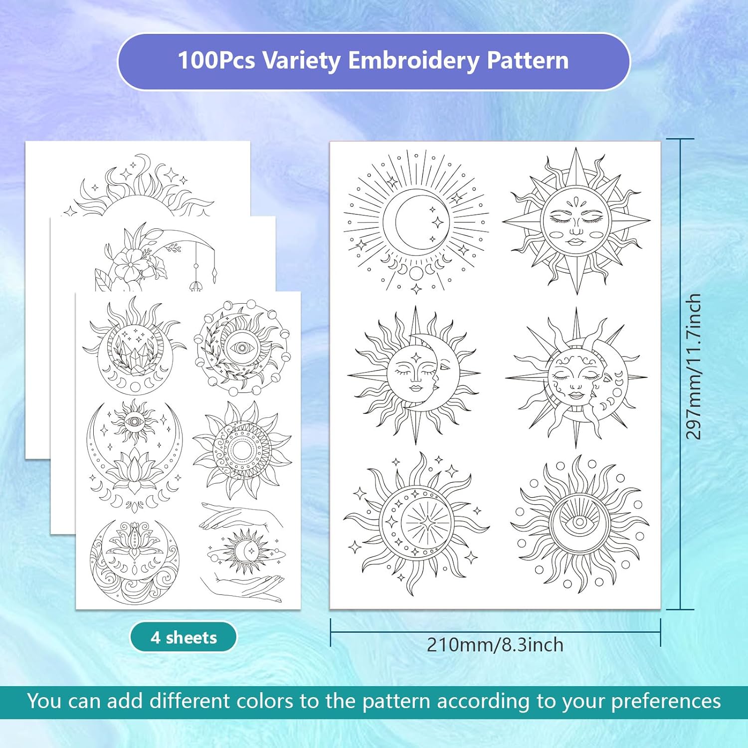 Sun Moon Pattern Water Soluble - Embroidery Lovers 评论和价格