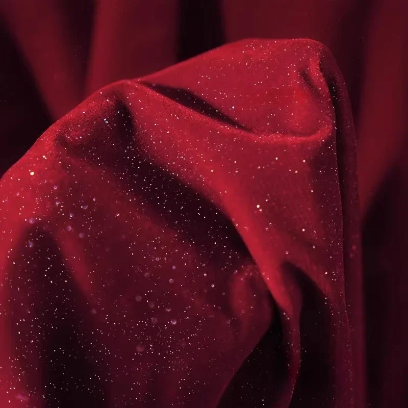 Deep Red Diamond Sparkling Vel - Velvet Fabric Embroidery 评论和价格