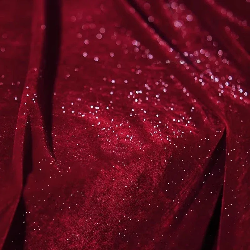Deep Red Diamond Sparkling Vel - Velvet Fabric Embroidery 评论和价格