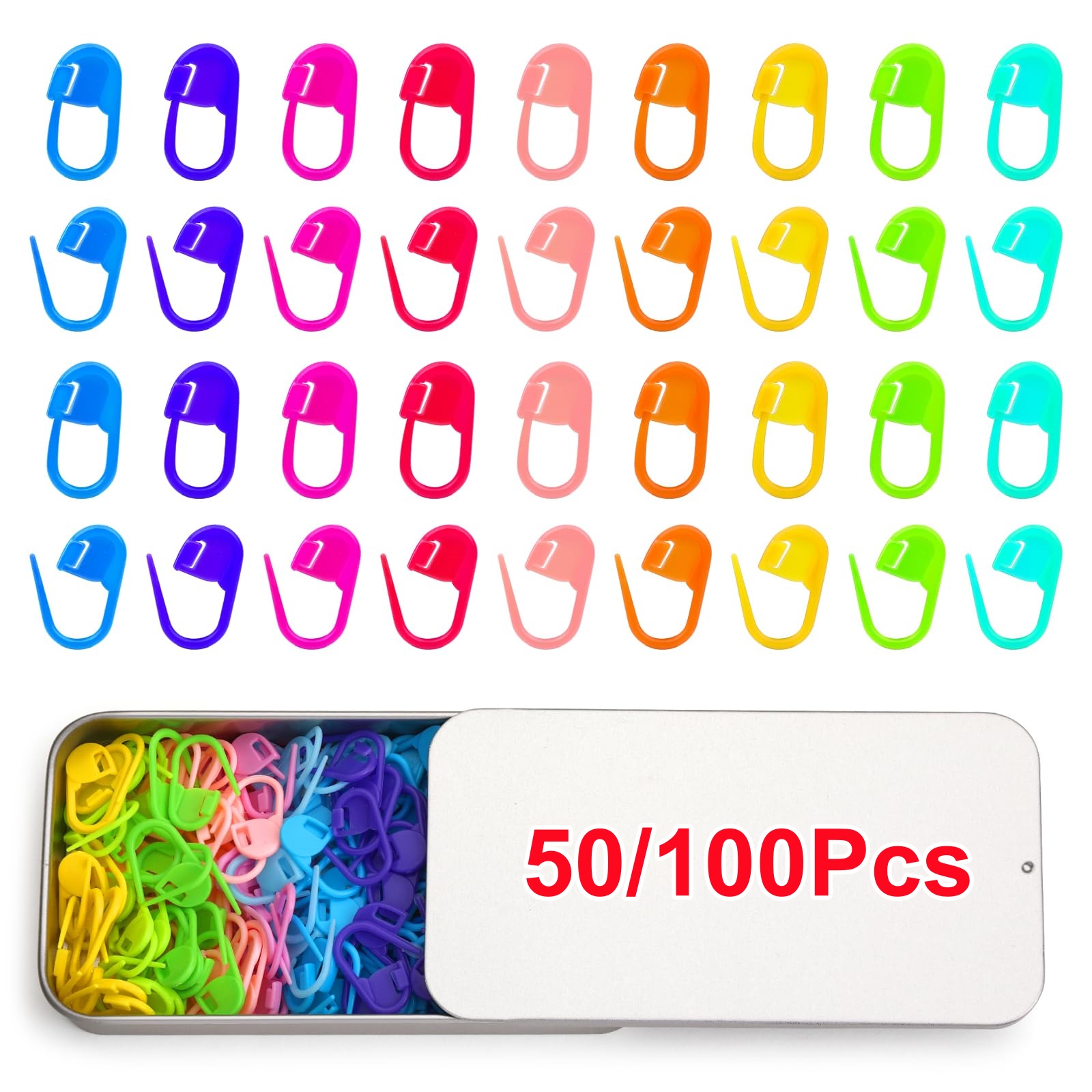 50/100Pcs Mix Color Plastic Re - Stitch Marker Ring 评论和价格
