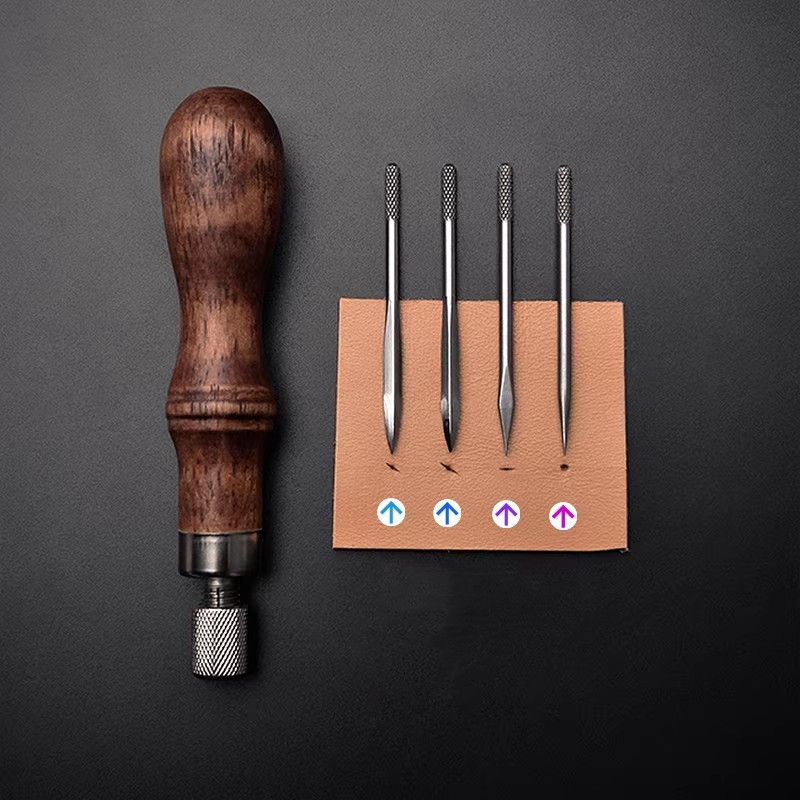 4-in-1 Leather Punch Awl Set w - Punch Needle Handle 评论和价格