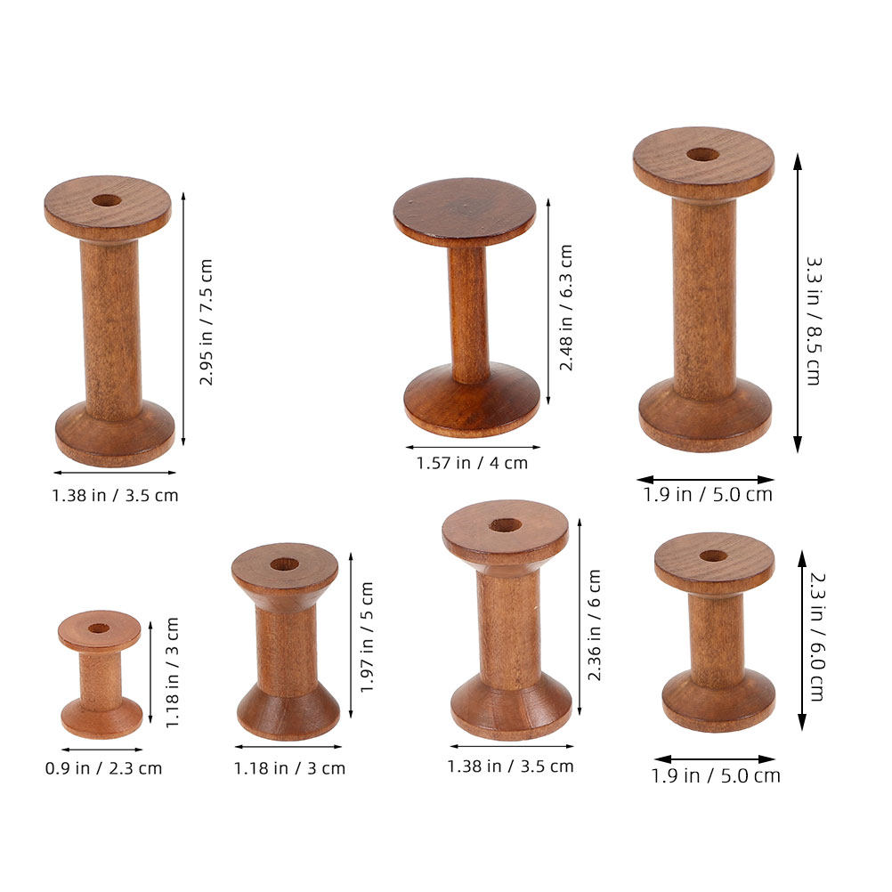 7Pcs Wooden Bobbins Set Space  - Embroidery Threads 评论和价格