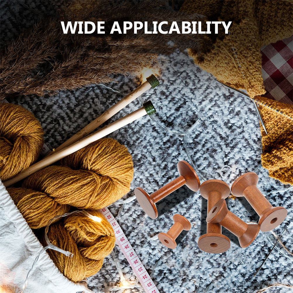 7Pcs Wooden Bobbins Set Space  - Embroidery Threads 评论和价格
