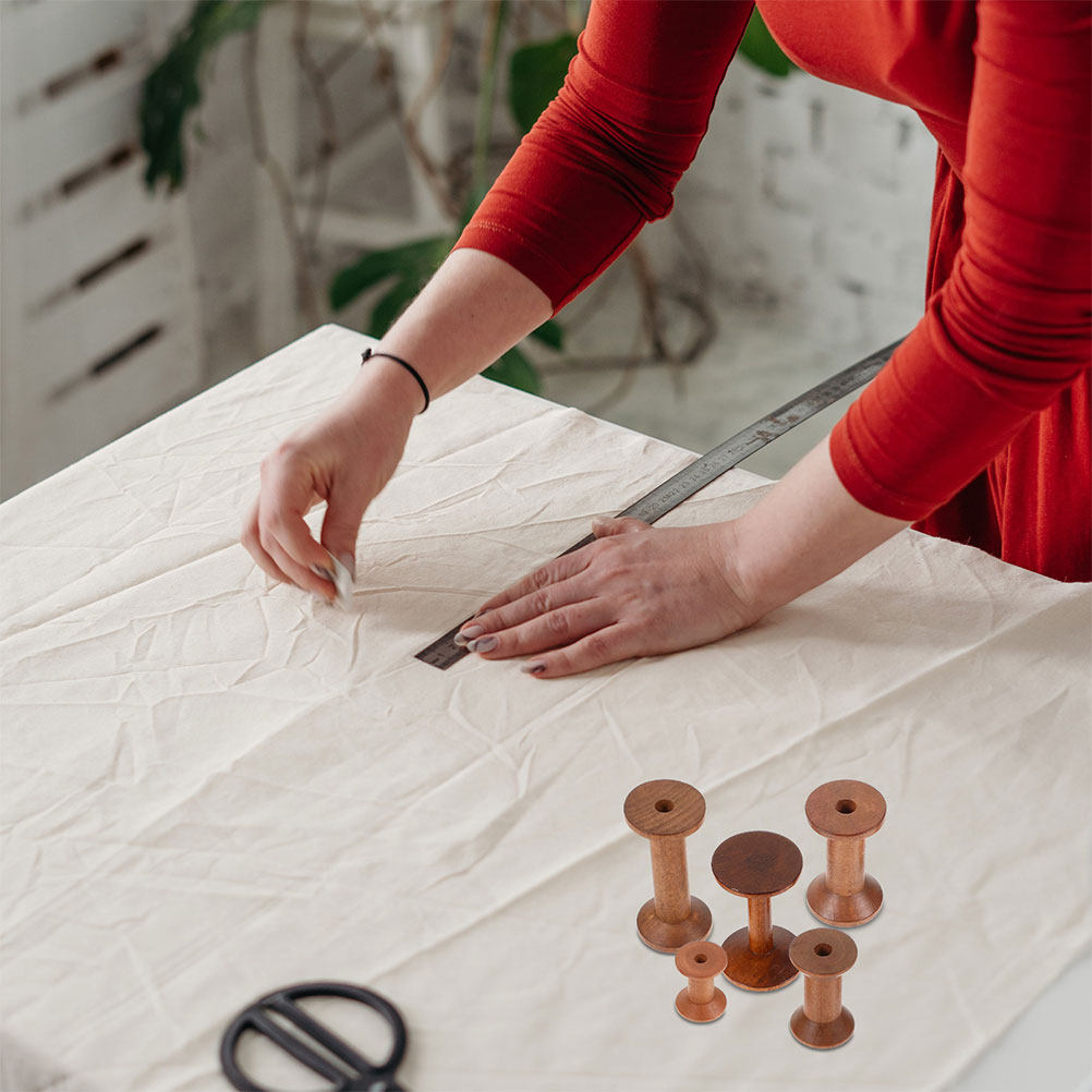 7Pcs Wooden Bobbins Set Space  - Embroidery Threads 评论和价格