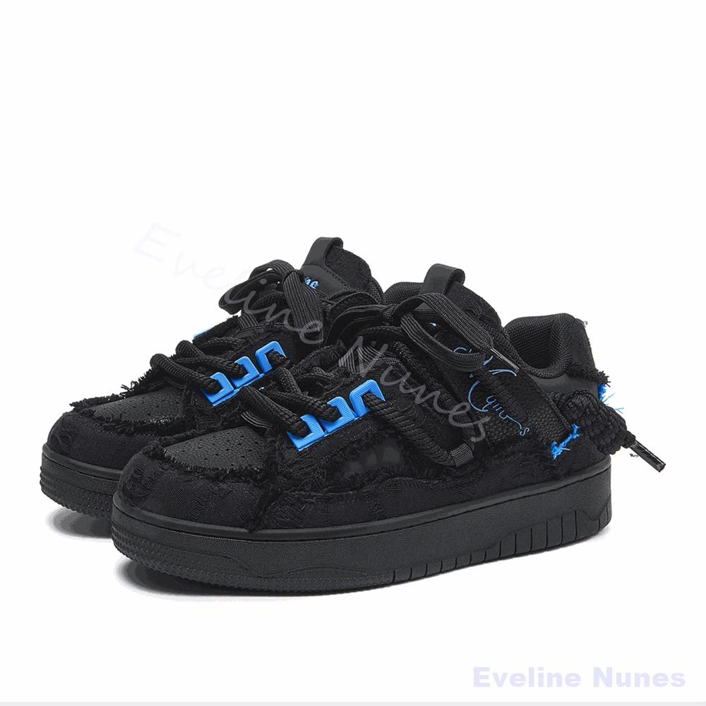 Black Frayed Raw Edge Platform - Embroidery Lace 评论和价格