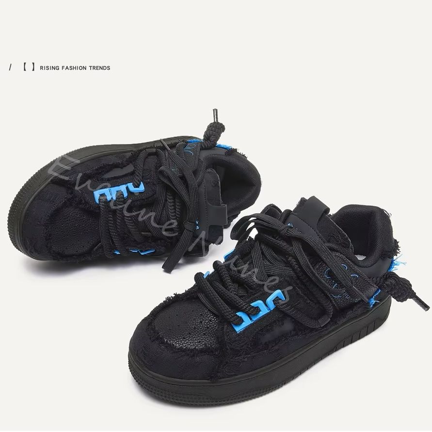 Black Frayed Raw Edge Platform - Embroidery Lace 评论和价格