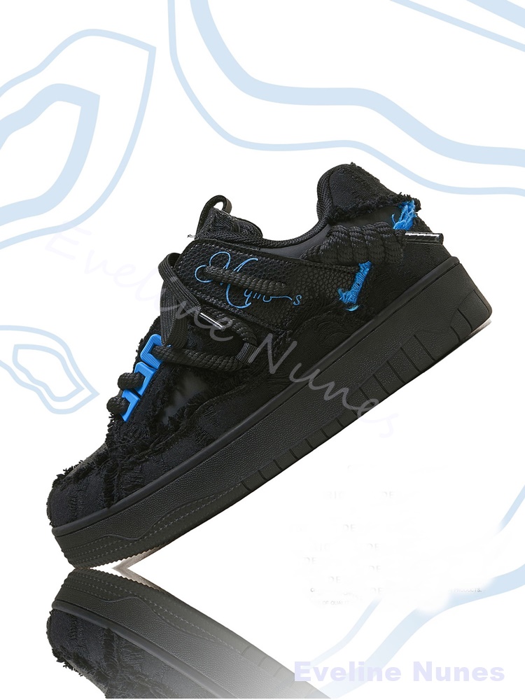 Black Frayed Raw Edge Platform - Embroidery Lace 评论和价格