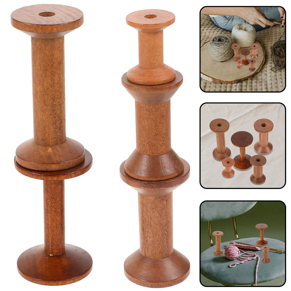 7Pcs Wooden Thread Spools Vint - Embroidery Threads 评论和价格