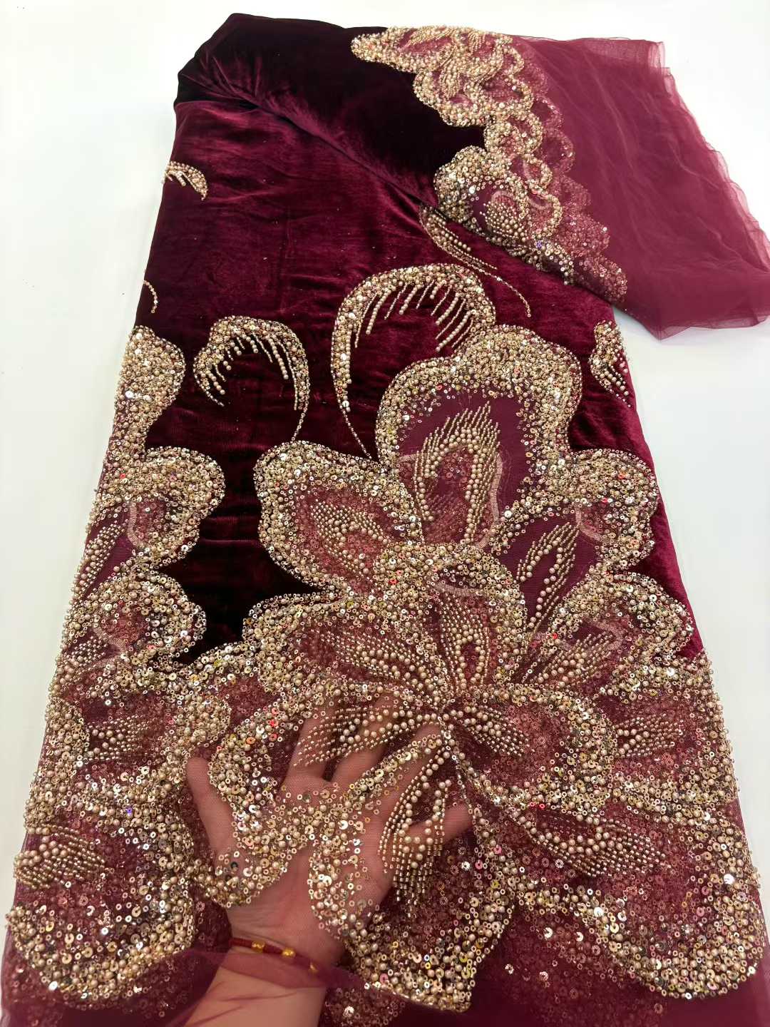 African Velvet Beaded Heavy La - Velvet Fabric Embroidery 评论和价格