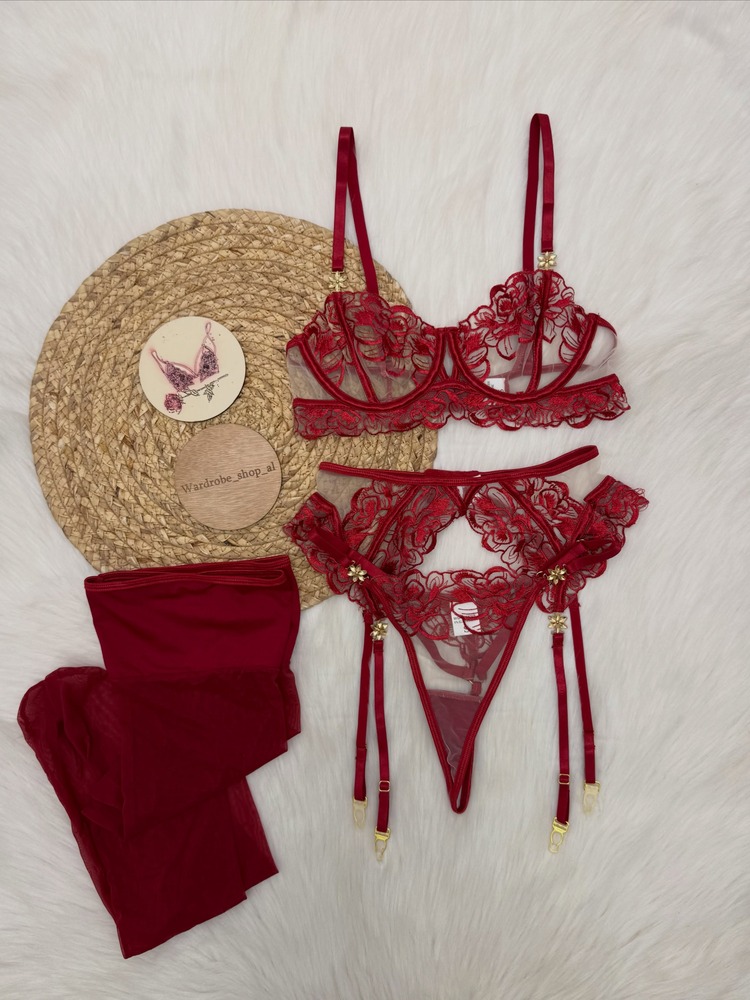 Women's Burgundy Lace Lingerie - Embroidery Lace 评论和价格