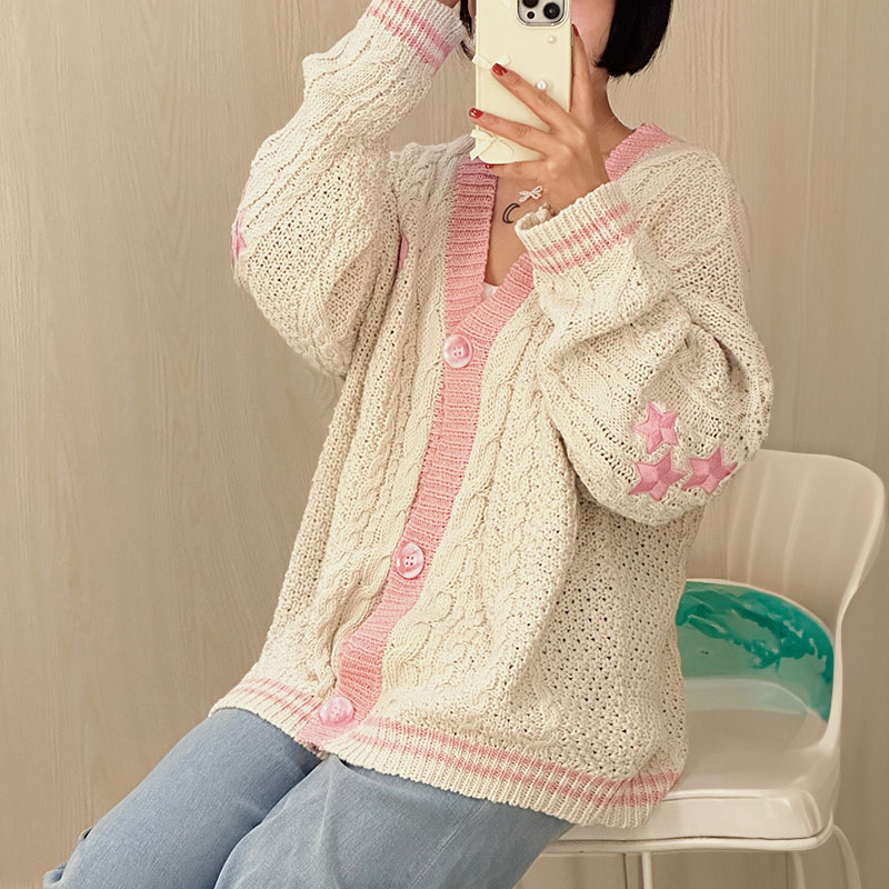 Lover Cardigan with Star Embro - Embroidery Lovers 评论和价格