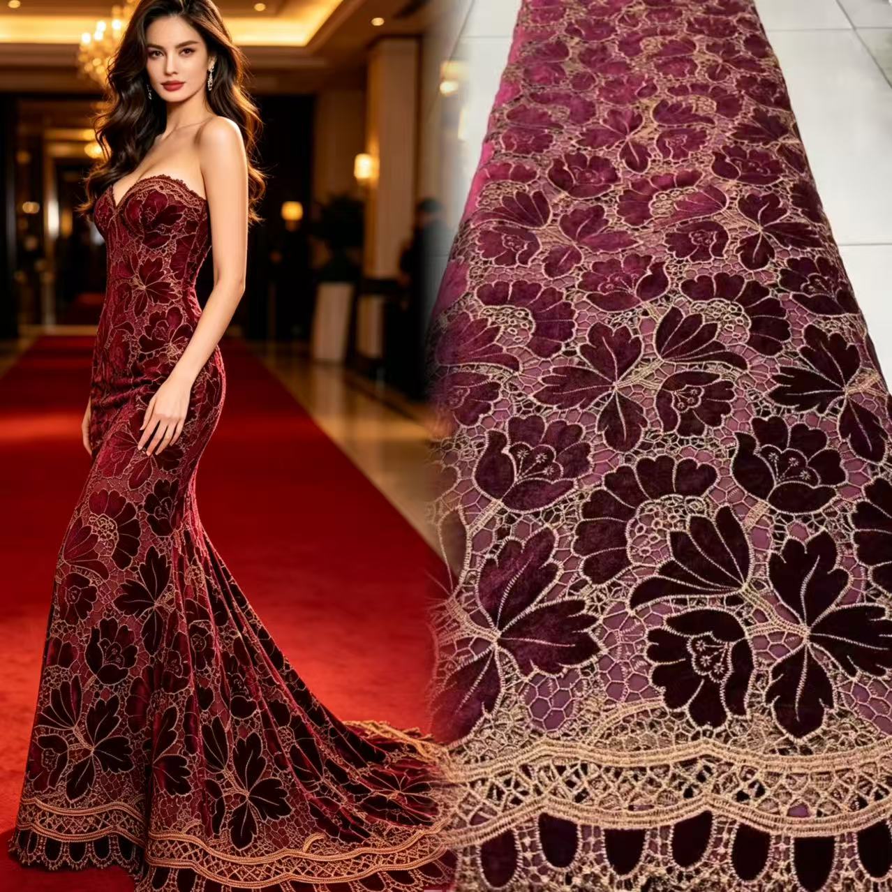 African Velvet Lace Fabric Nig - Velvet Fabric Embroidery 评论和价格