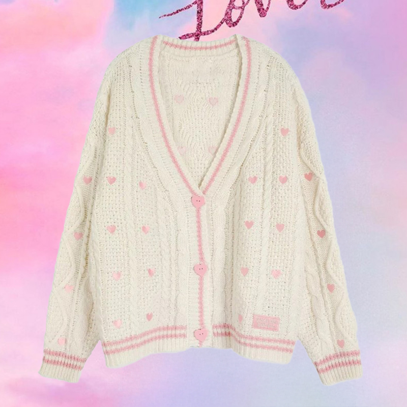 Lover Cardigan with Pink Heart - Embroidery Lovers 评论和价格