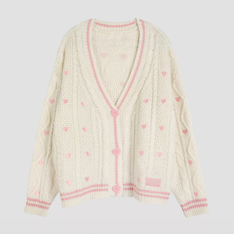 Lover Cardigan with Pink Heart - Embroidery Lovers 评论和价格